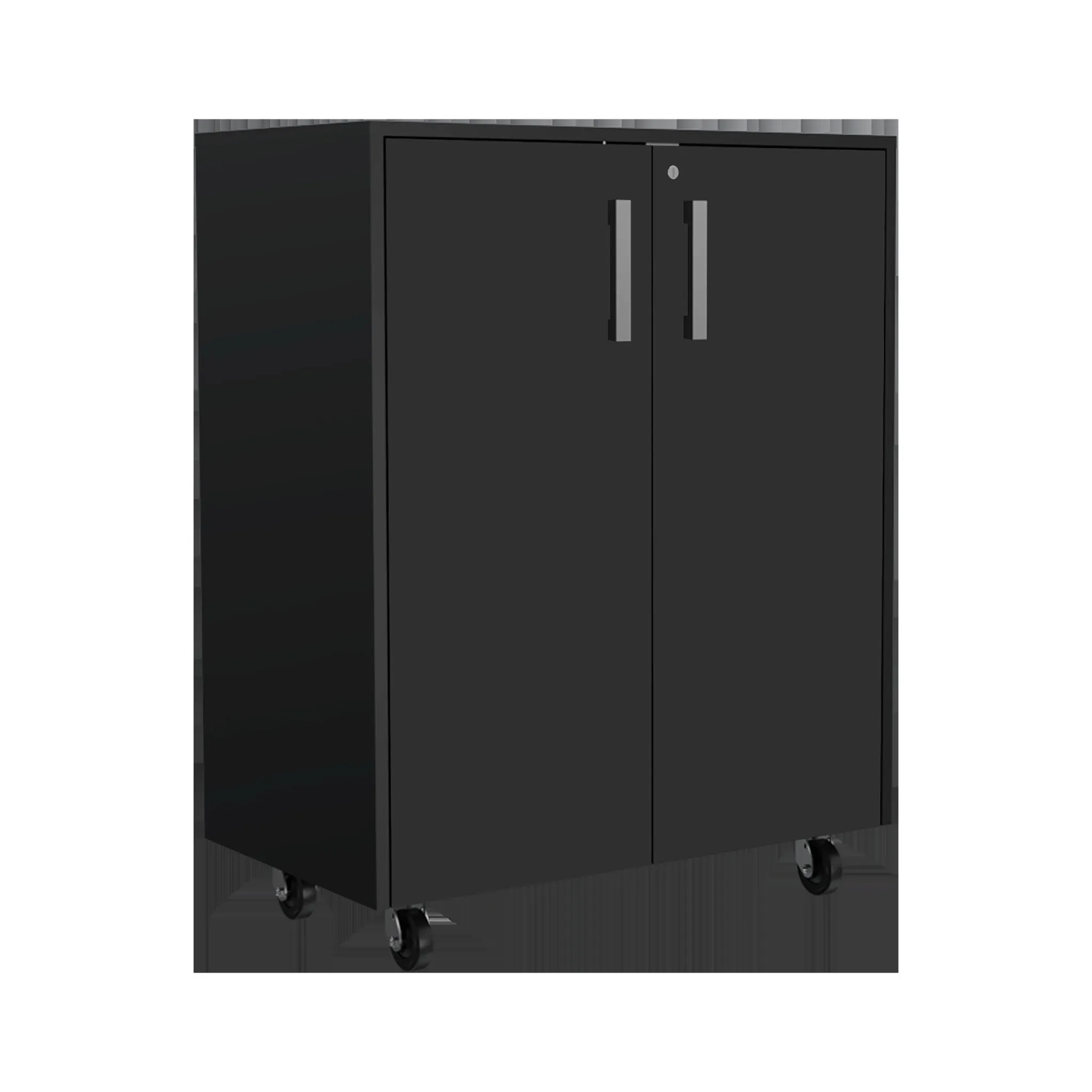 28 Black Wall mounted Accent Cabinet With Twelve Shelves And Six Drawers