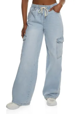 Almost Famous Drawstring Wide Leg Cargo Jeans