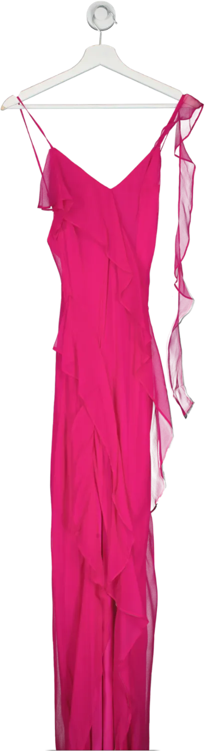 Amanda Uprichard Pink Ruffle Silk Gown UK XXS