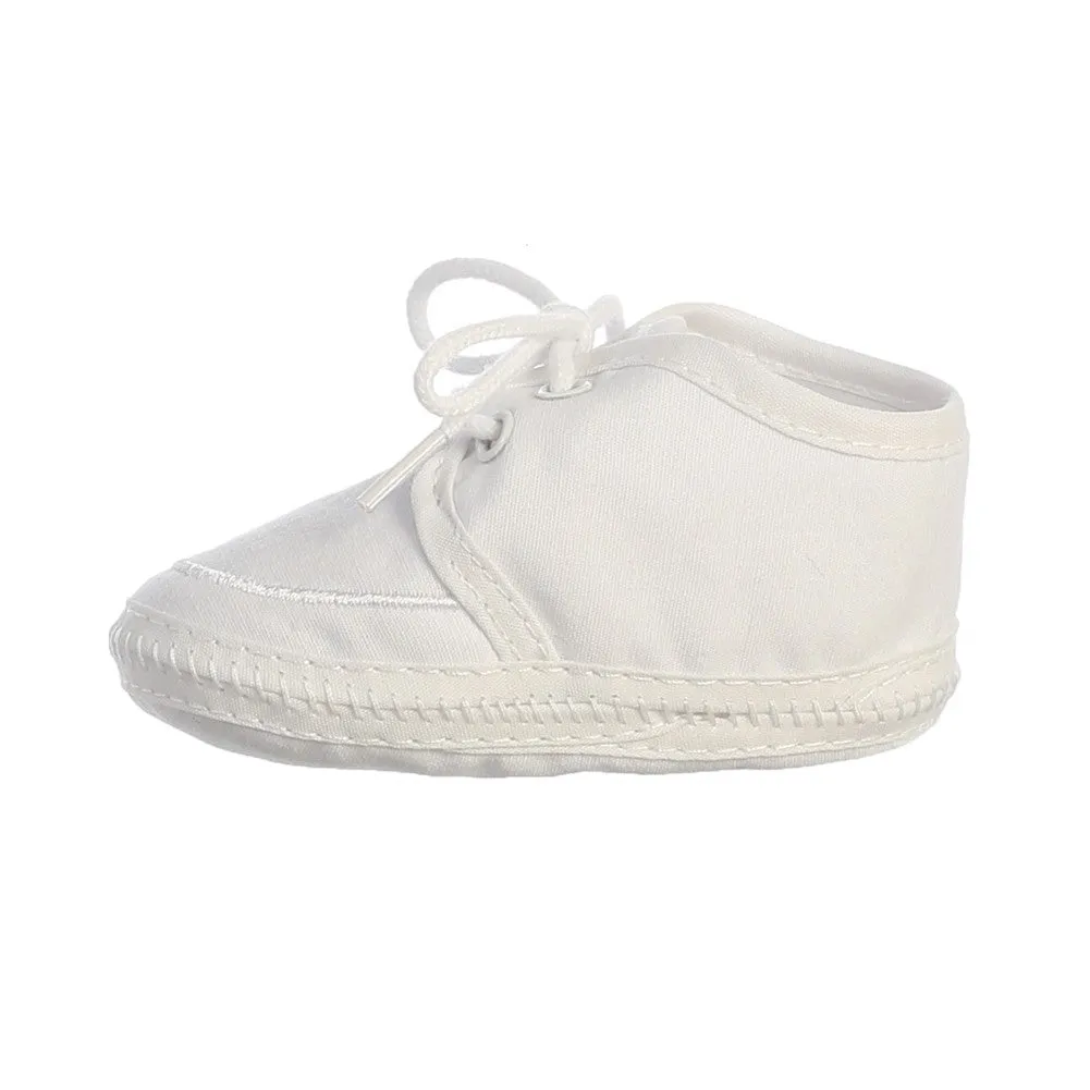 Baby Boy White Cotton Lace Up Christening Bootie Newborn - 3 Baby