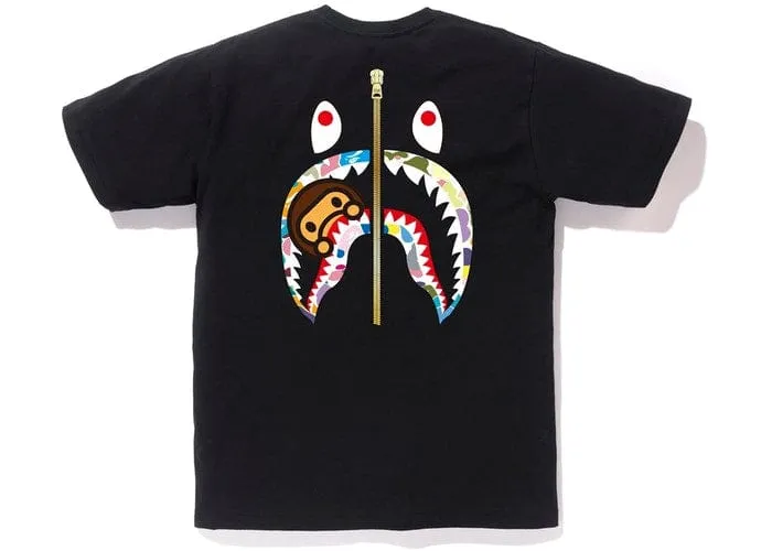 BAPE MULTI CAMO WGM MILO GOLD ZIP SHARK TEE