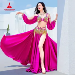 Belly Dance Costume Suit for Women Customsized Senior Bra Top split Long Skirt 2pcs Female Children Oriental Dance Clothing