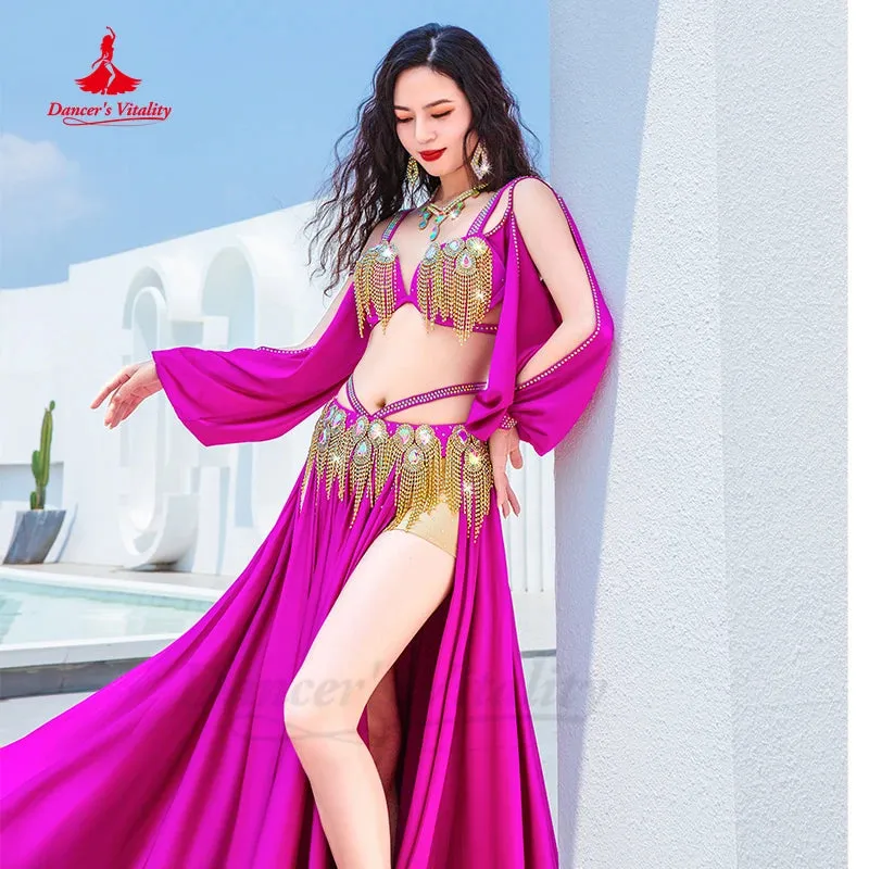 Belly Dance Costume Suit for Women Customsized Senior Bra Top split Long Skirt 2pcs Female Children Oriental Dance Clothing