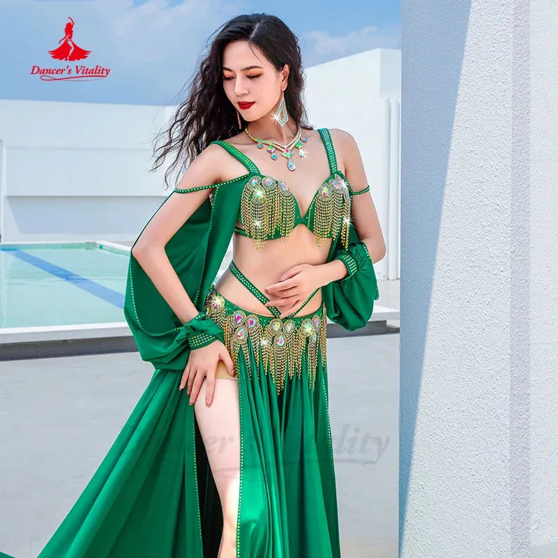 Belly Dance Costume Suit for Women Customsized Senior Bra Top split Long Skirt 2pcs Female Children Oriental Dance Clothing