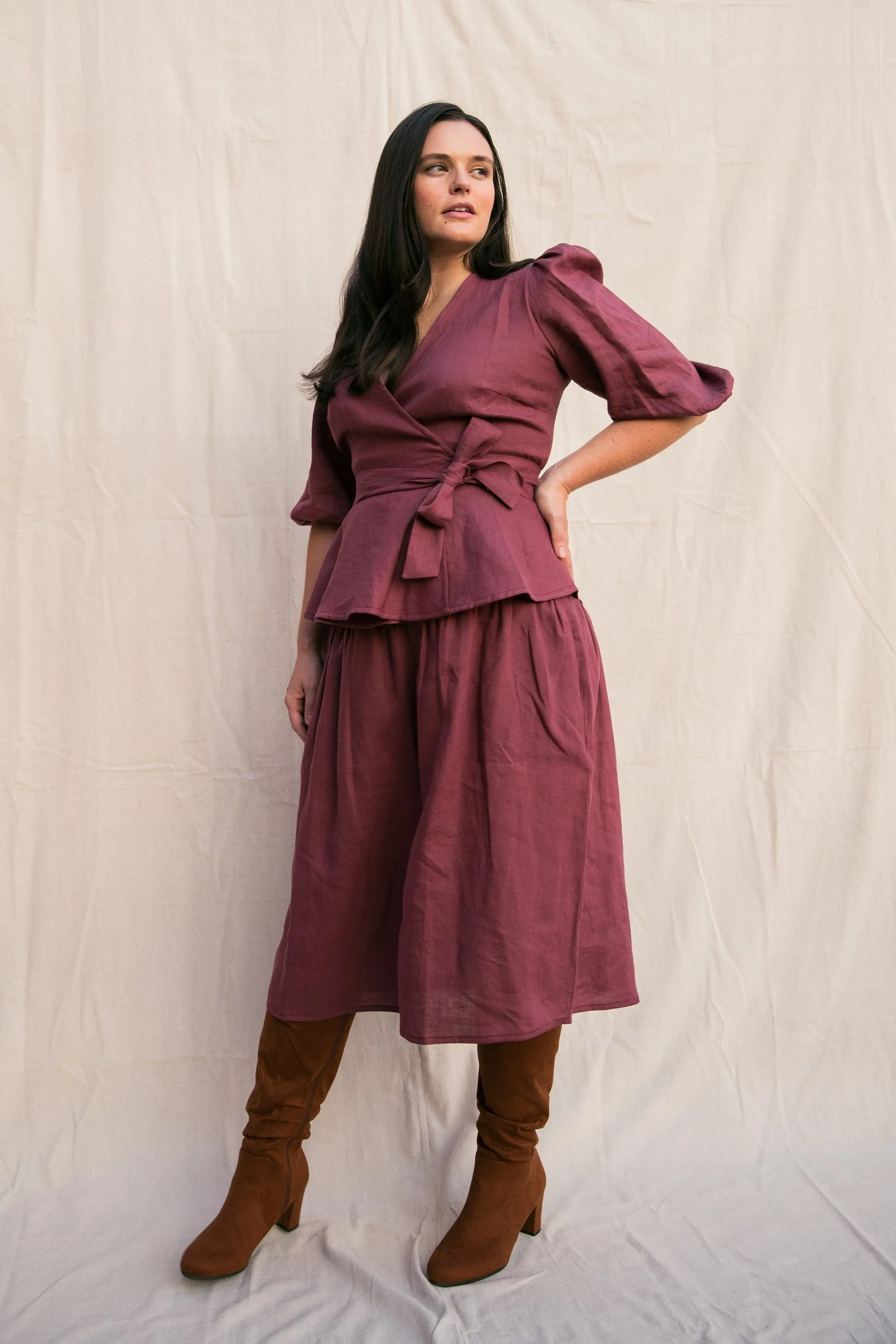 Beth Skirt / Plum Linen