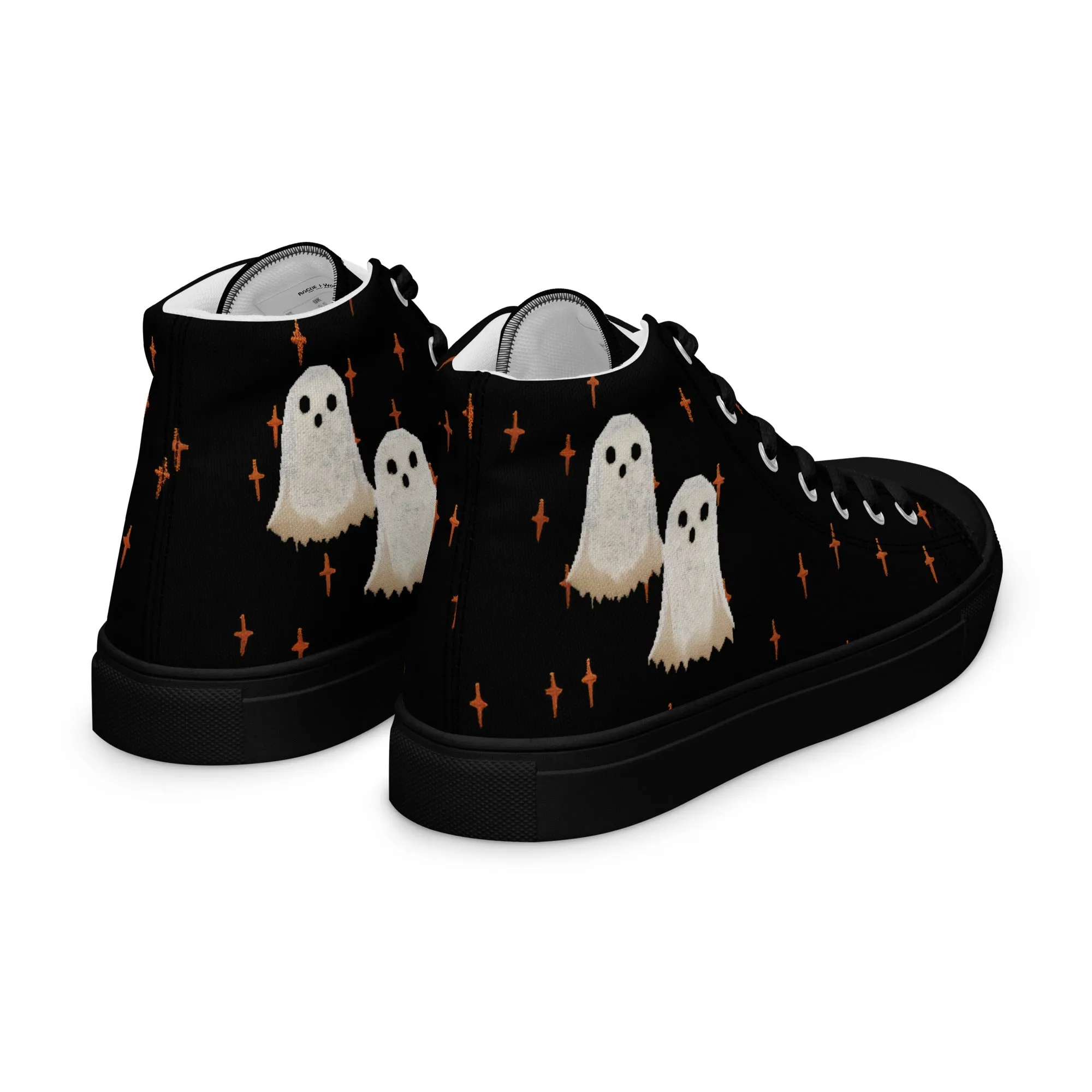 Boo Women’s High Top Shoes - Cute Ghost Vegan Sneakers - Comfortable Goth Trainers - Witchy Grunge Accessories