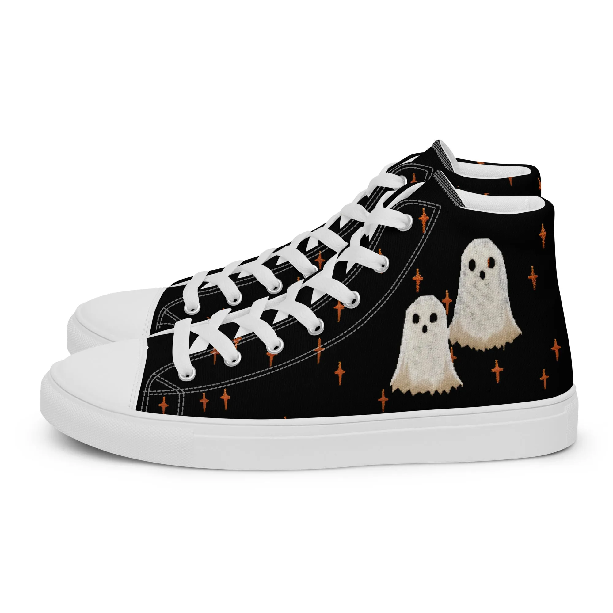 Boo Women’s High Top Shoes - Cute Ghost Vegan Sneakers - Comfortable Goth Trainers - Witchy Grunge Accessories