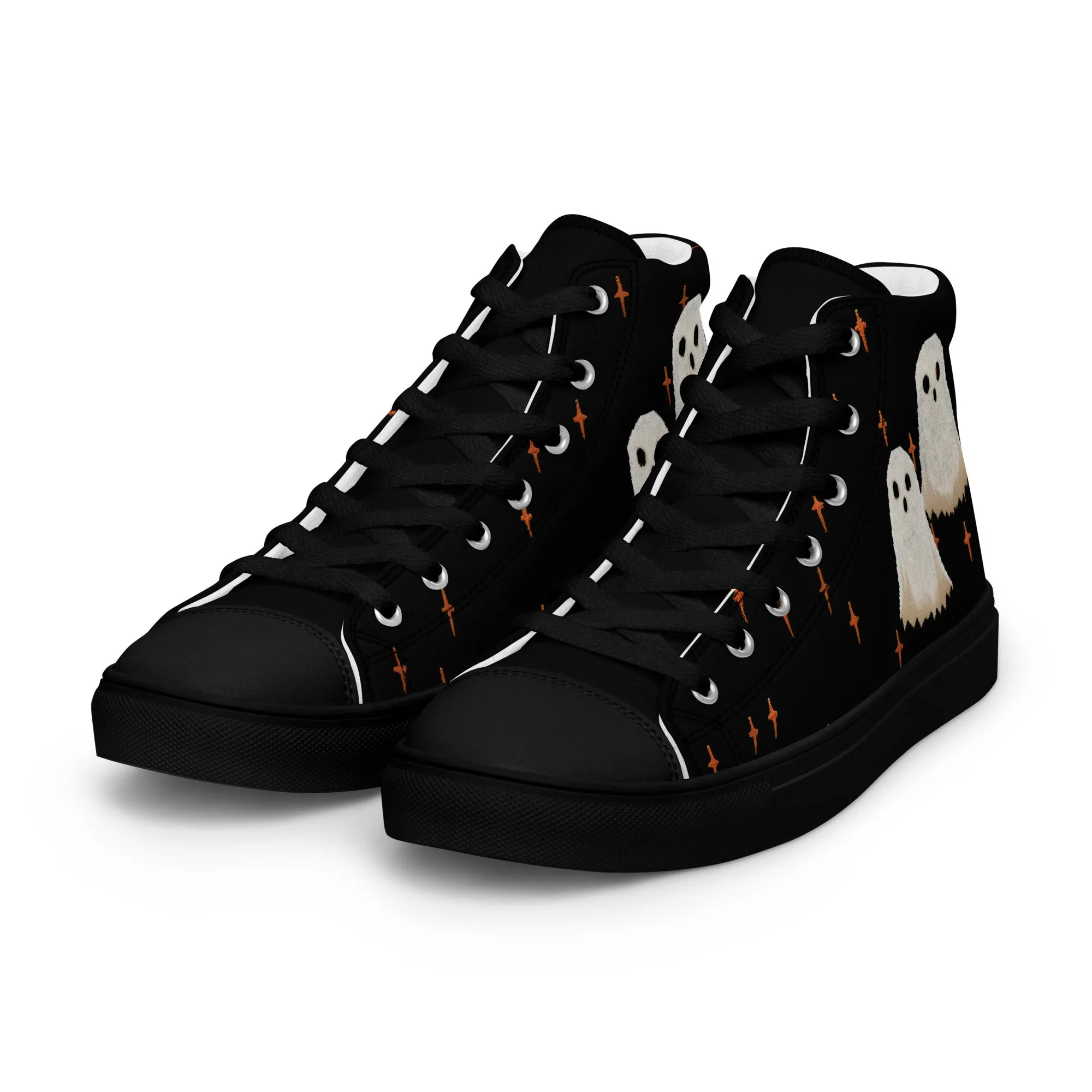 Boo Women’s High Top Shoes - Cute Ghost Vegan Sneakers - Comfortable Goth Trainers - Witchy Grunge Accessories