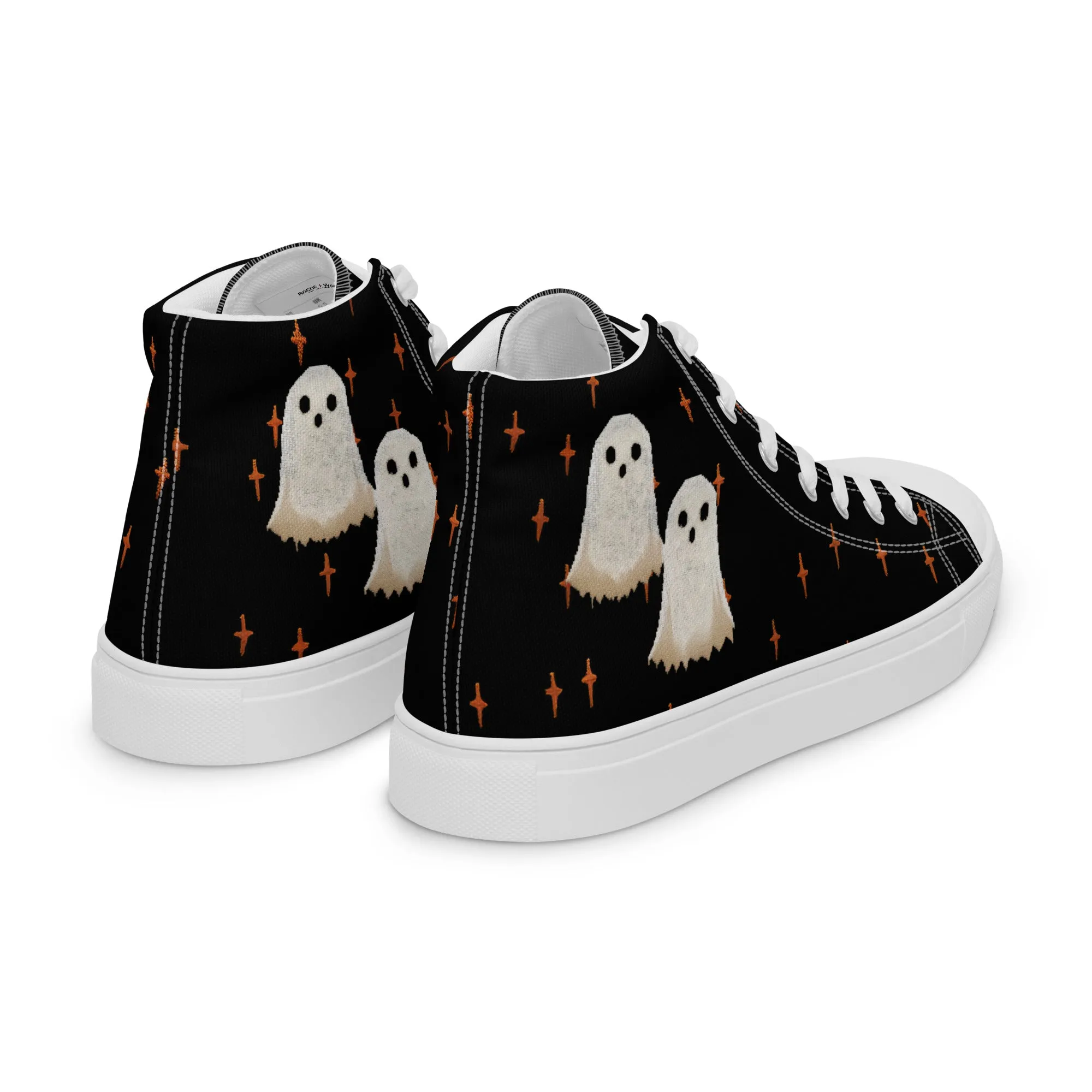 Boo Women’s High Top Shoes - Cute Ghost Vegan Sneakers - Comfortable Goth Trainers - Witchy Grunge Accessories