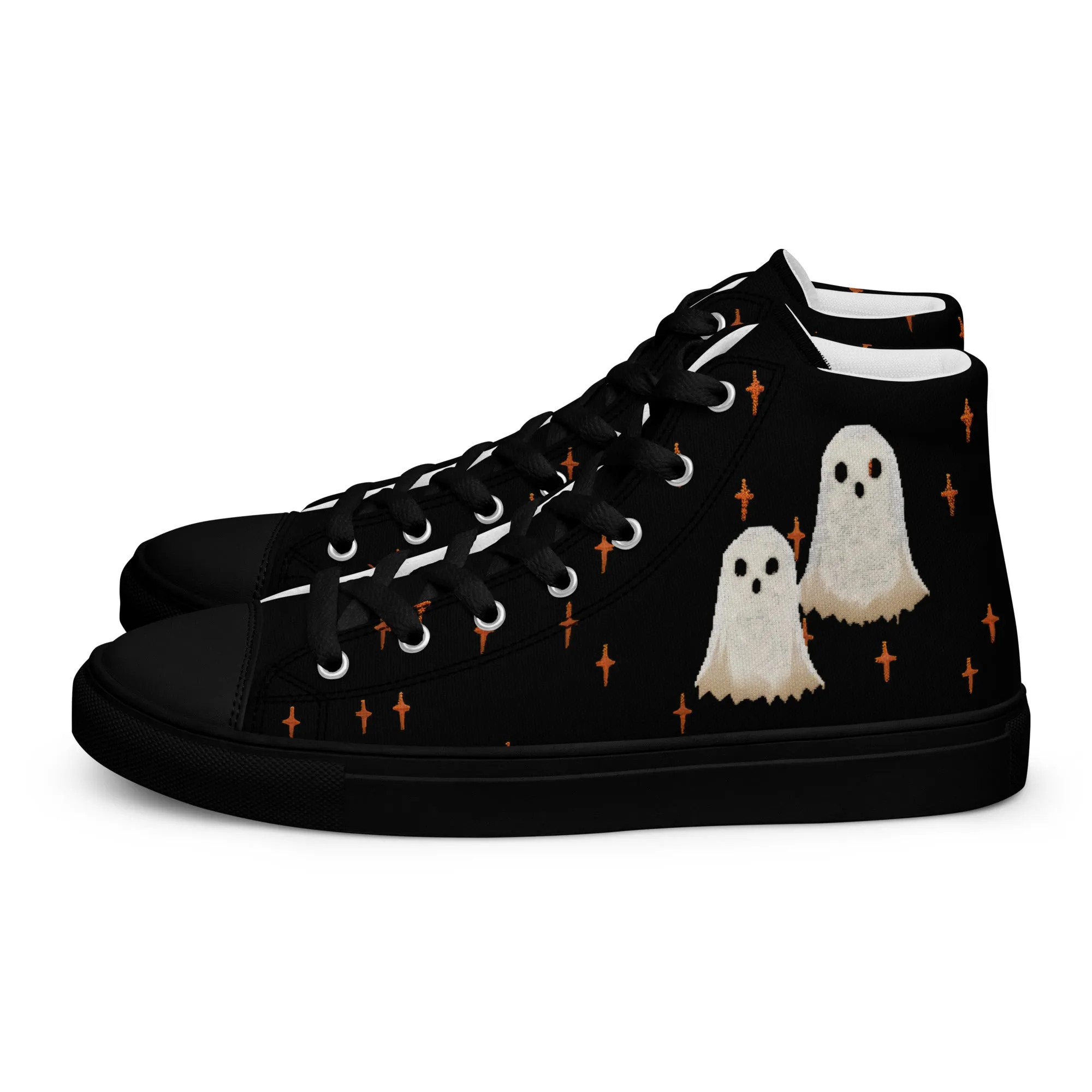 Boo Women’s High Top Shoes - Cute Ghost Vegan Sneakers - Comfortable Goth Trainers - Witchy Grunge Accessories