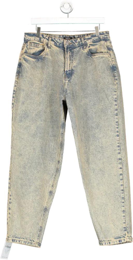 boohoo Blue Acid Wash Straight Leg Jeans UK 14