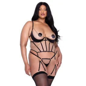 Caged Temptress 2-Piece Bustier Set Plus Size