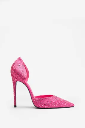 Catcher | Pink Diamante Pointed Court Heels