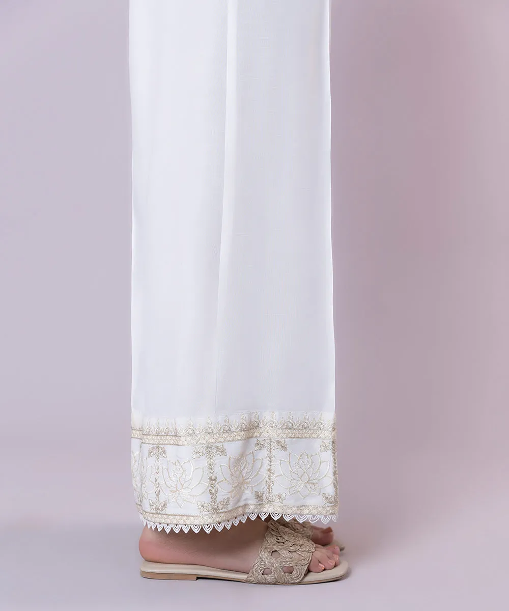 Embroidered Raw Silk Culottes