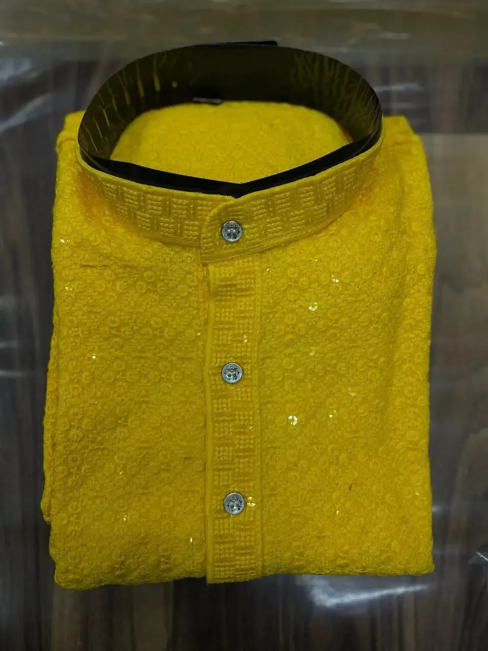 Father and Son Yellow Chikankari Same Matching Kurta Dress Set