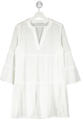 Heidi Klein White Casablanca V Neck Flared Sleeve Kaftan UK XS