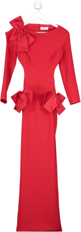 House of CB Red LAVELE RED BOW OPEN BACK MAXI DRESS UK XS