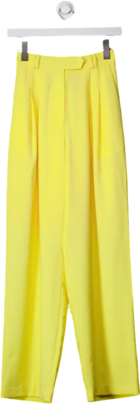 Hyhill Yellow Pleat Front Straight Leg Trousers UK XS