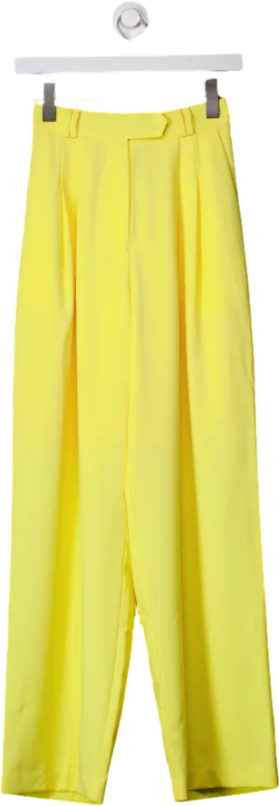 Hyhill Yellow Pleat Front Straight Leg Trousers UK XS