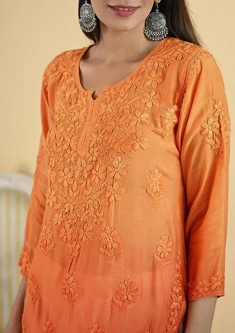 Johra Muslin Ombre Dyed Chikankari Short Kurti