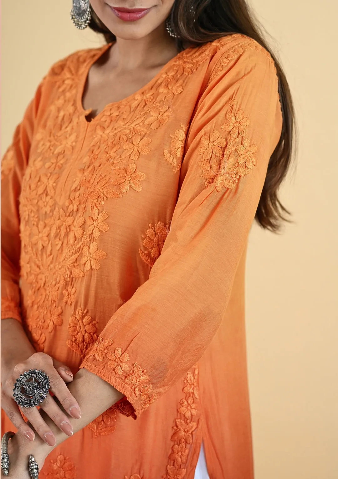 Johra Muslin Ombre Dyed Chikankari Short Kurti