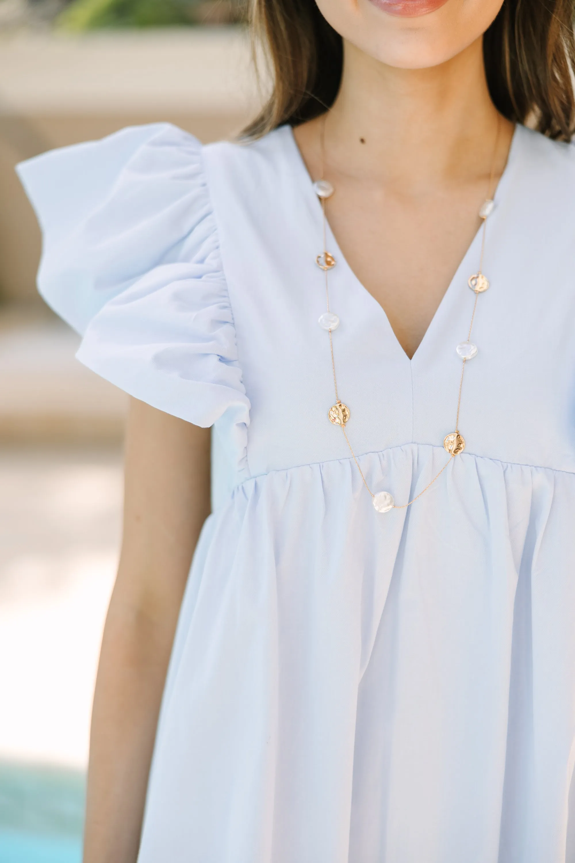 Let Us Rejoice Baby Blue Cotton Midi Dress