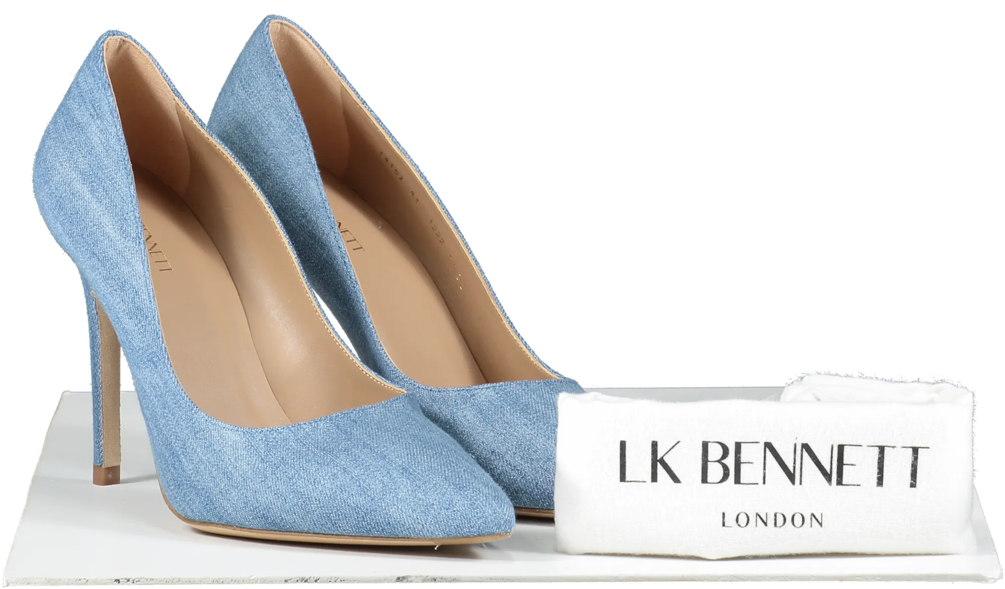 LK Bennett Blue Fern Denim Pointed Toe Court Heel UK 8