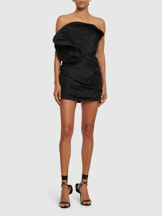 Magda Butrym   Strapless gathered silk mini dress 