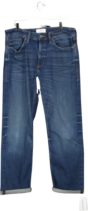 M&S Blue Straight Fit Vintage Wash Stretch Jeans W34