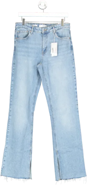 MANGO Blue Medium-rise Straight Jeans With Slits BNWT UK 14