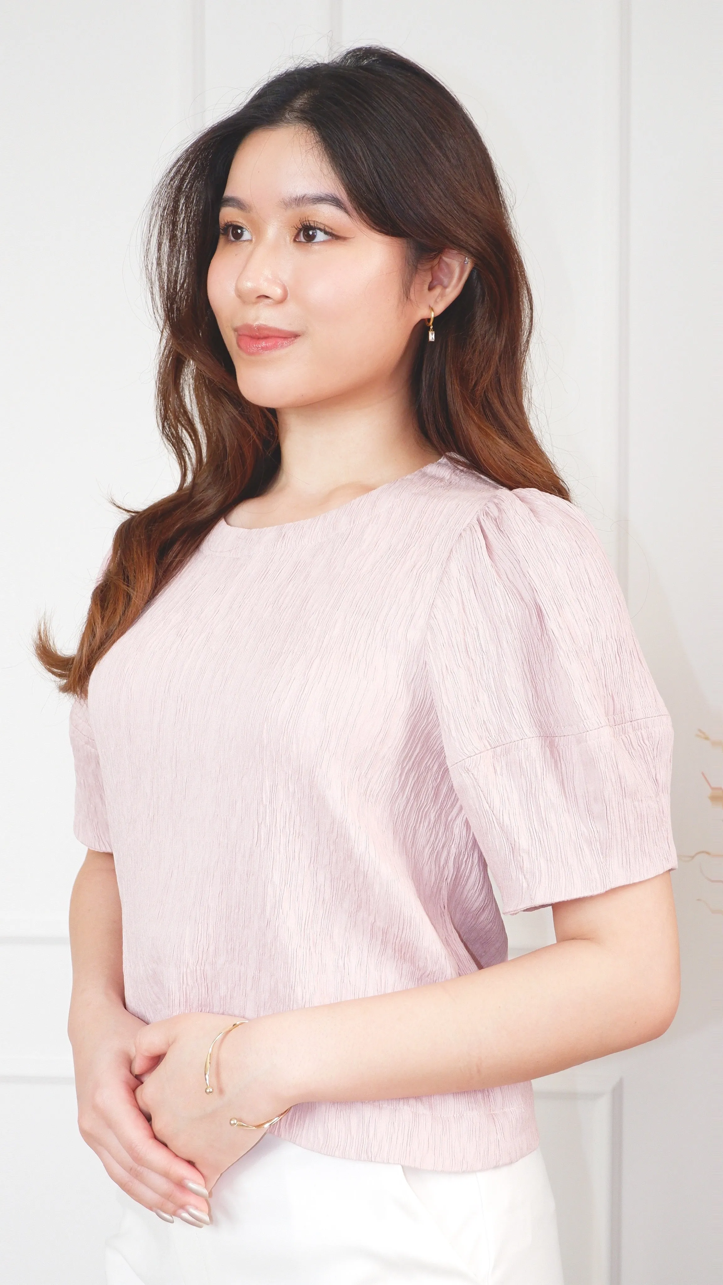 Monique Puff Sleeve Textured Fabric Blouse