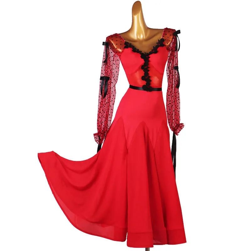 Mystic Lace Dancewear Ballroom Dress | Red/Black | 309