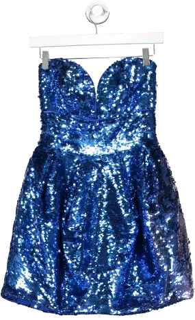 Pinko Blue Sweetheart Sequin Minidress UK 8