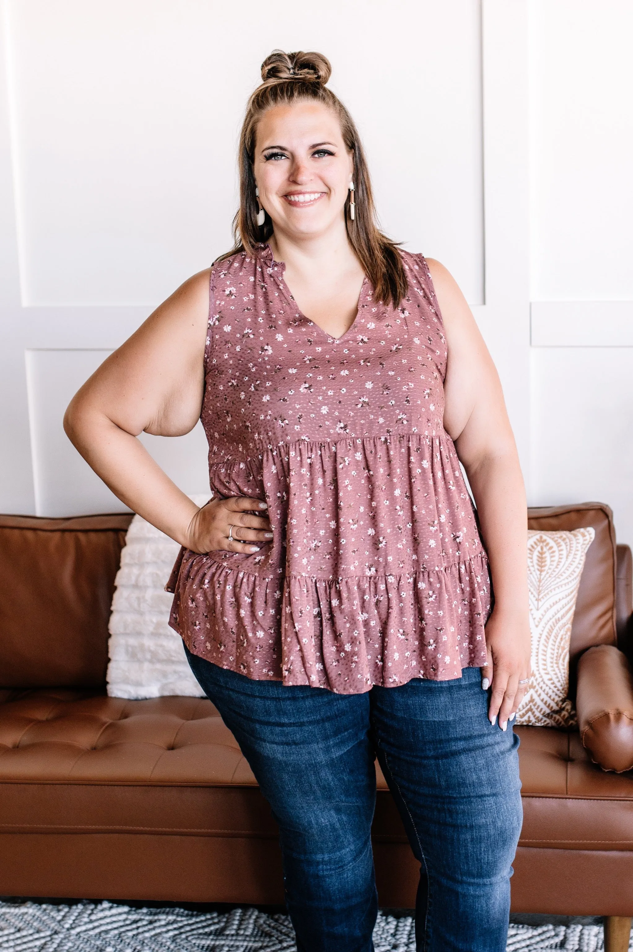 *Size L & 1XL: At a Crossroad Babydoll Top In Rose Florals