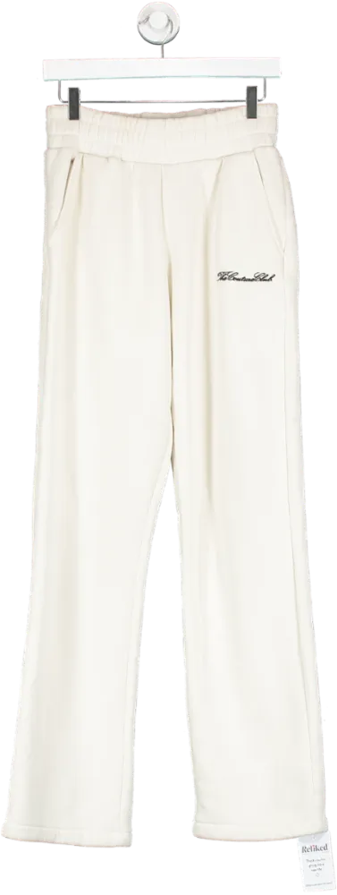 The Couture Club Cream Couture Script Straight Leg Joggers UK 8