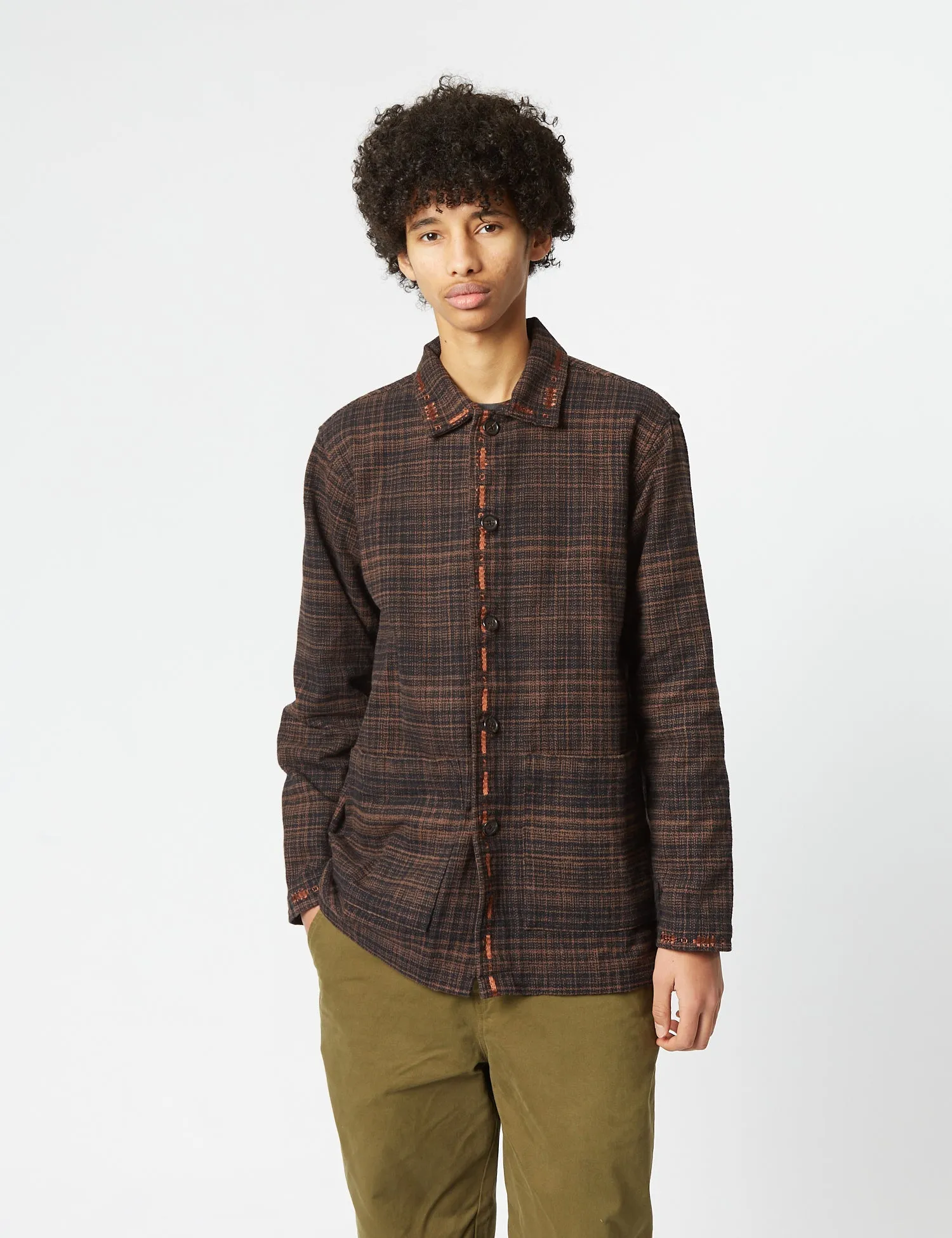 Universal Works Easy Overshirt - Black/Brown