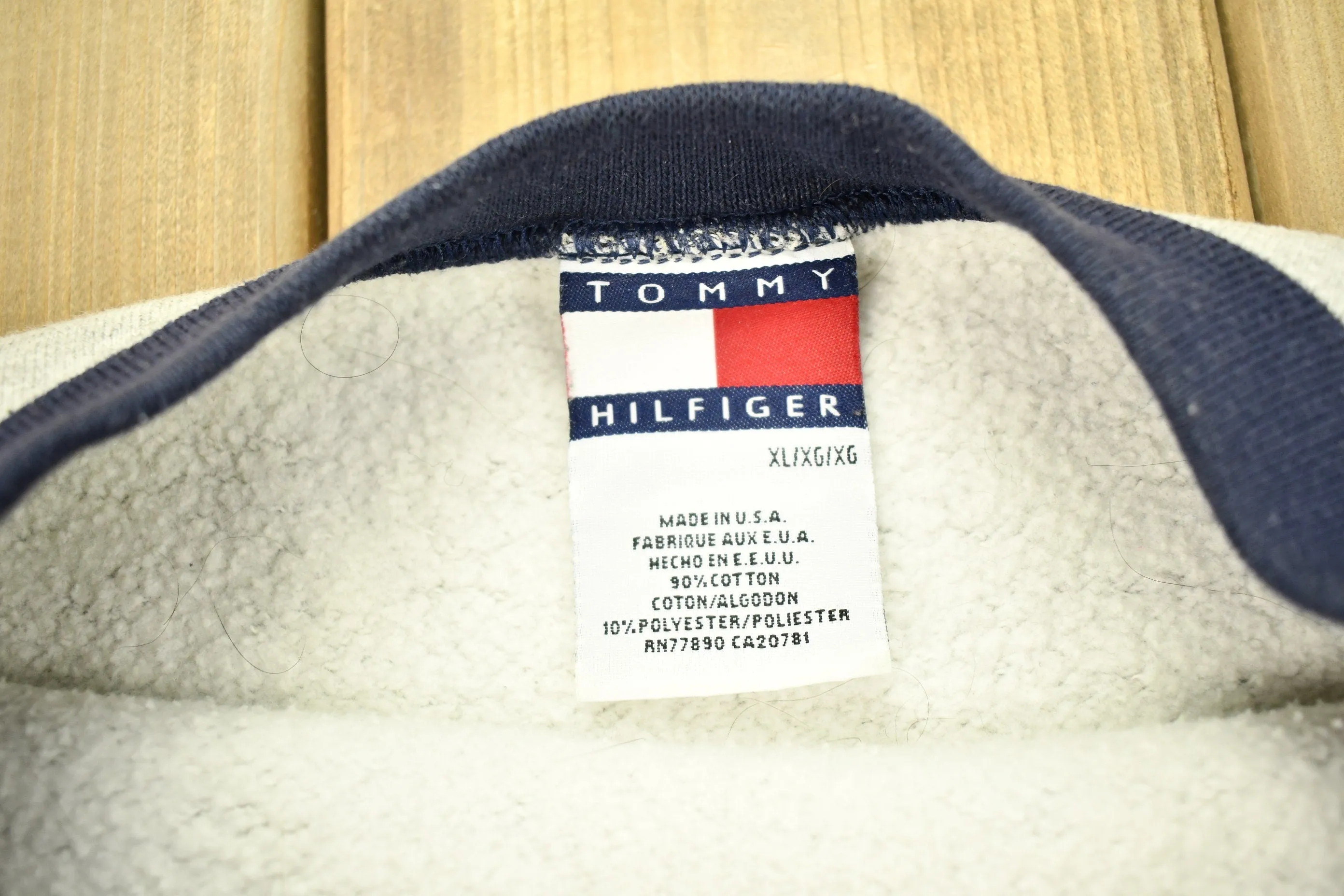 Vintage 1990s Tommy Hilfiger Big Flag Crewneck Sweatshirt / Made In USA / 90s Crewneck / Athleisure / Streetwear / Grey Crewneck / 90s Tommy