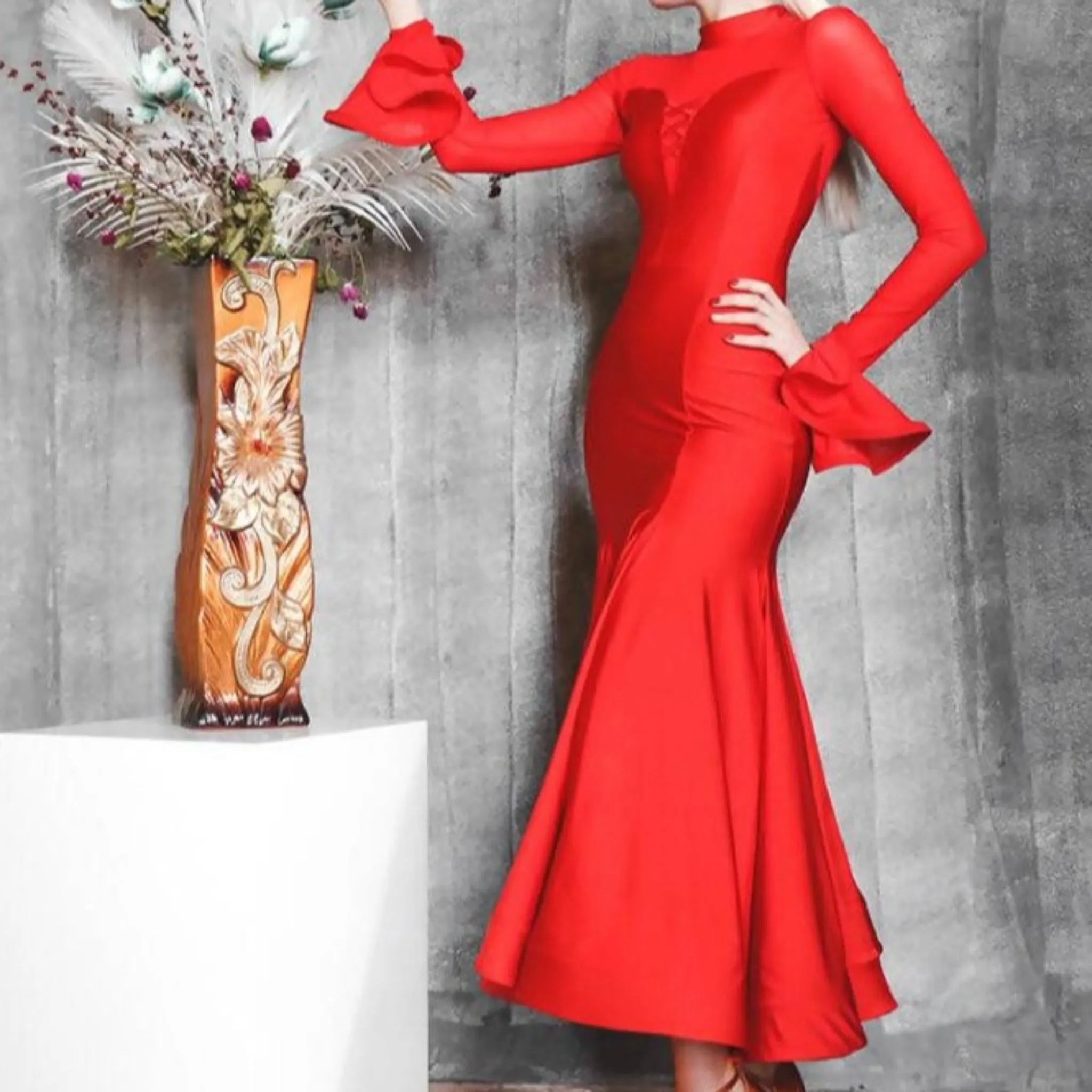 Vivid Valentine Red Ballroom Dress | 640